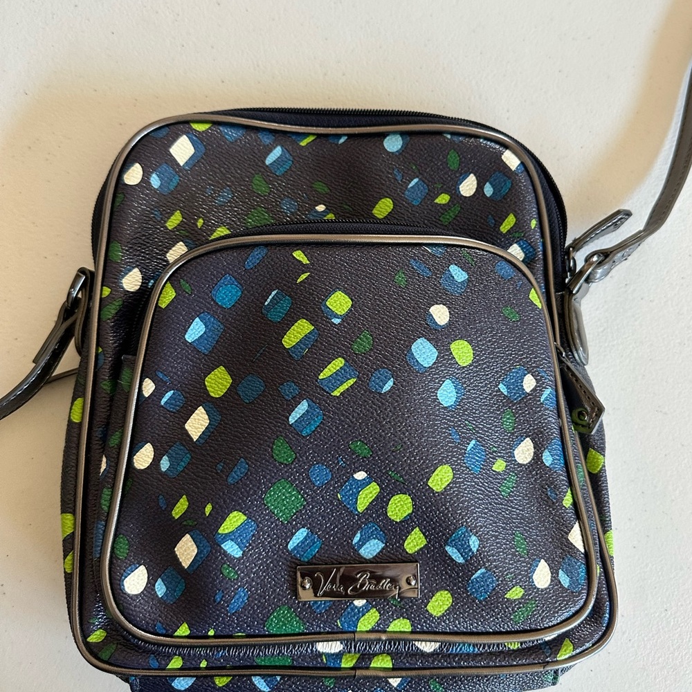 NWOT. Vera Bradley "Ink Spots" Double Zip Crossbody Bag